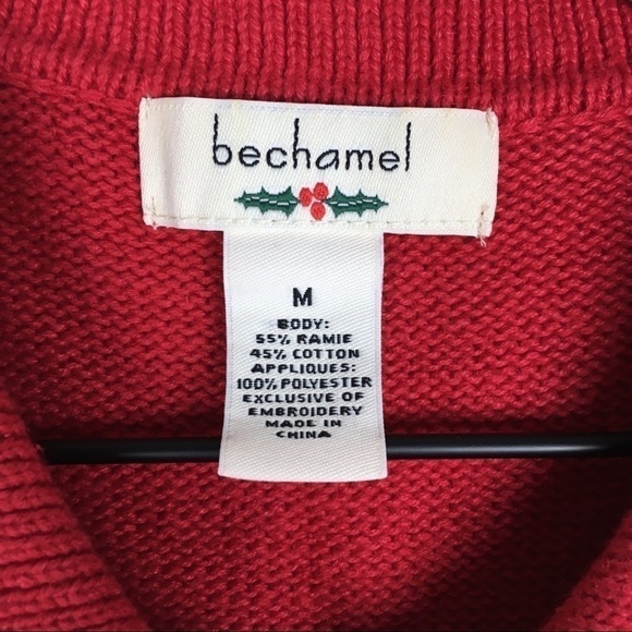 BECHAMEL Vest Christmas Holiday Appliqué Full Zip Ugly Sweater Party Size Medium - Picture 6 of 10